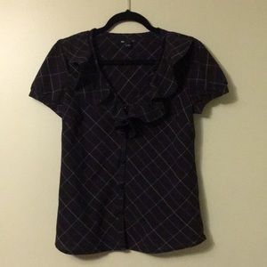 Black Plaid Gap Blouse